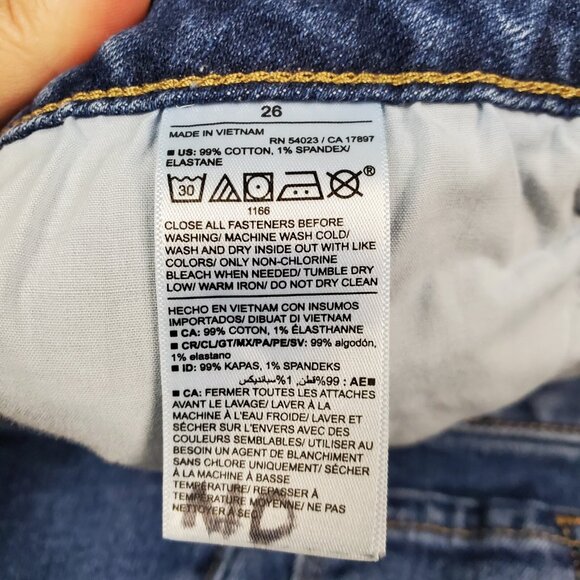 Old Navy Mid Rise Distressed Hem Denim Shorts Womens Size 26 Blue Jean Cutoffs - Picture 10 of 13